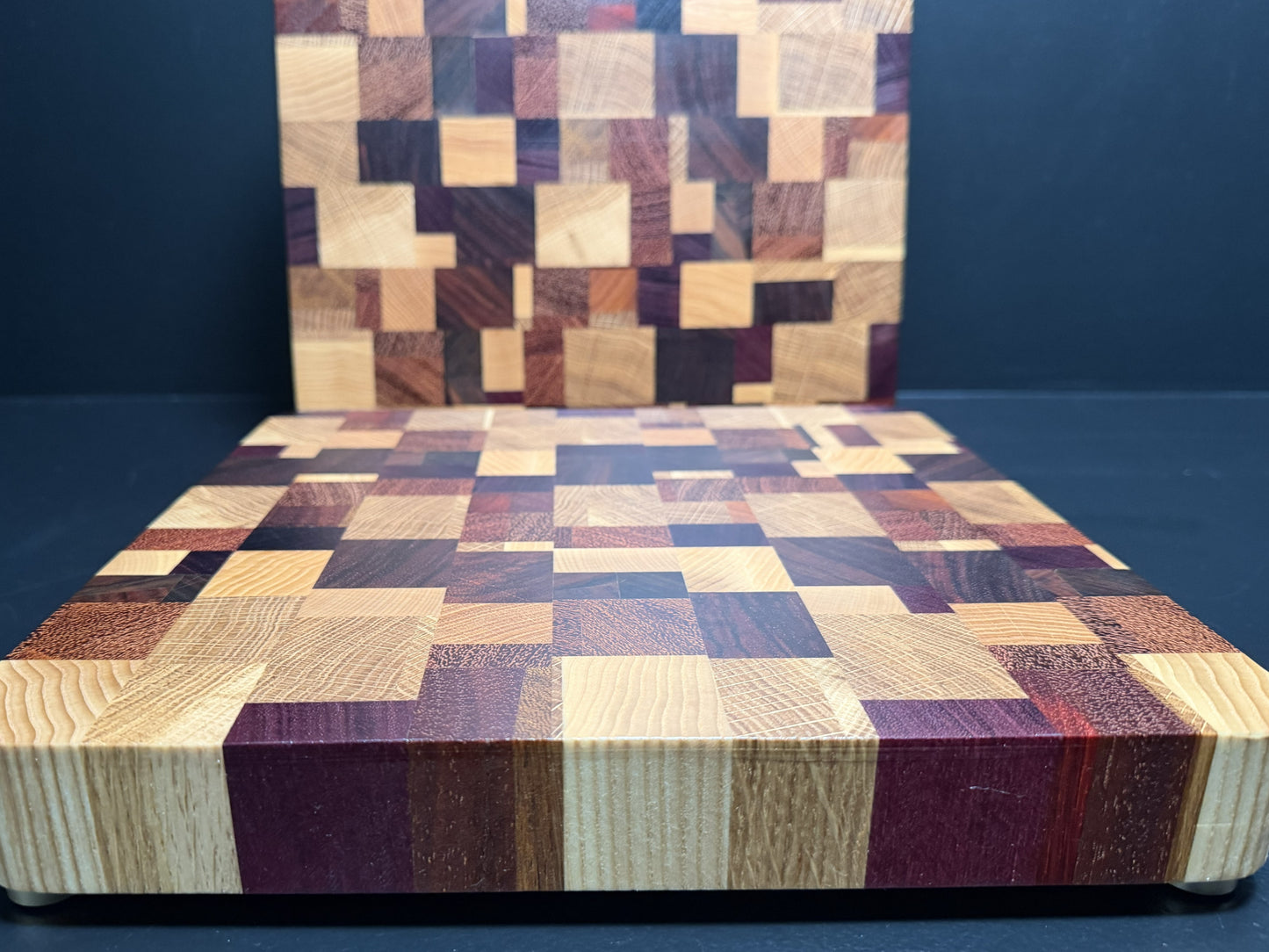 End-Grain Cutting Board — Chaos Board (Oak, Ash, Sucupira, Bodo, Amazique, Padauk, Red Oak)