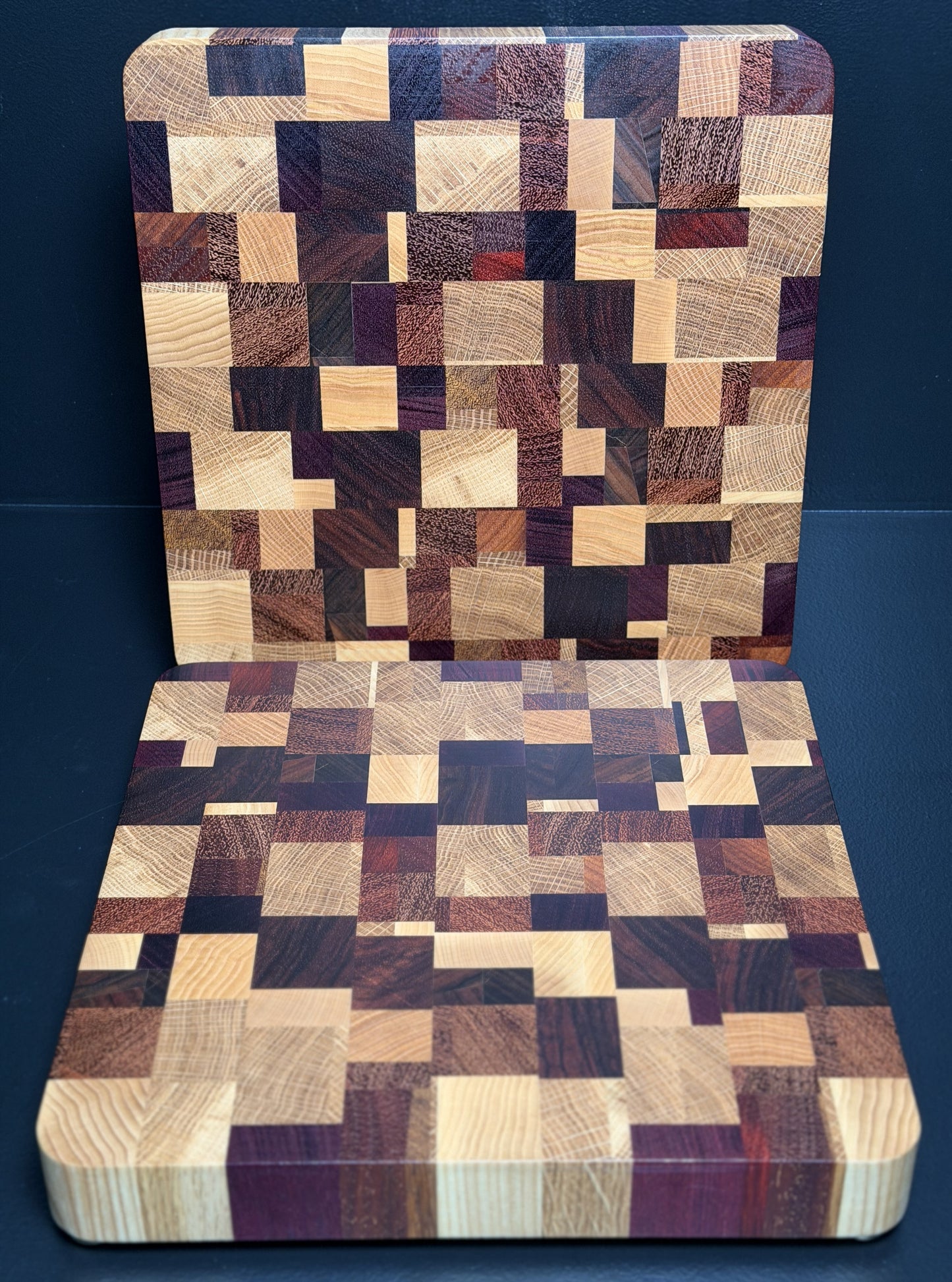 End-Grain Cutting Board — Chaos Board (Oak, Ash, Sucupira, Bodo, Amazique, Padauk, Red Oak)